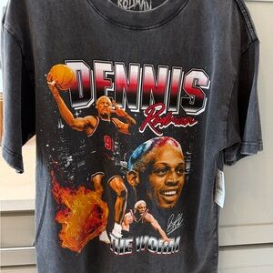 Dennis Rodman Graphic T-Shirt-Washed Black-Medium-NWT